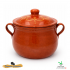 Olla de barro hecha a mano con asas y tapadera