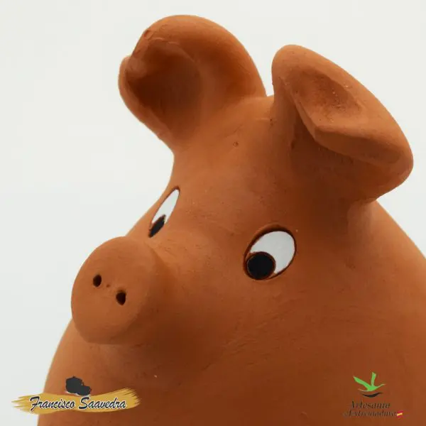 Cerdo Hucha sentado "Blanco" Mediano