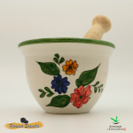 Mortero de cerámica, con mazo de madera "Tricolor"