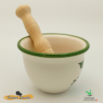 Mortero de cerámica, con mazo de madera "Tricolor"