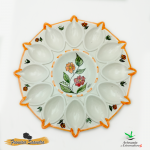 Plato para huevos rellenos ramo mandarina. Capacidad para 12 mitades