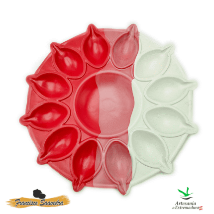 Plato para huevos rellenos de color rojo para 12 mitades